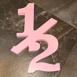 Pink Decorative 1/2 birthday Number Sign